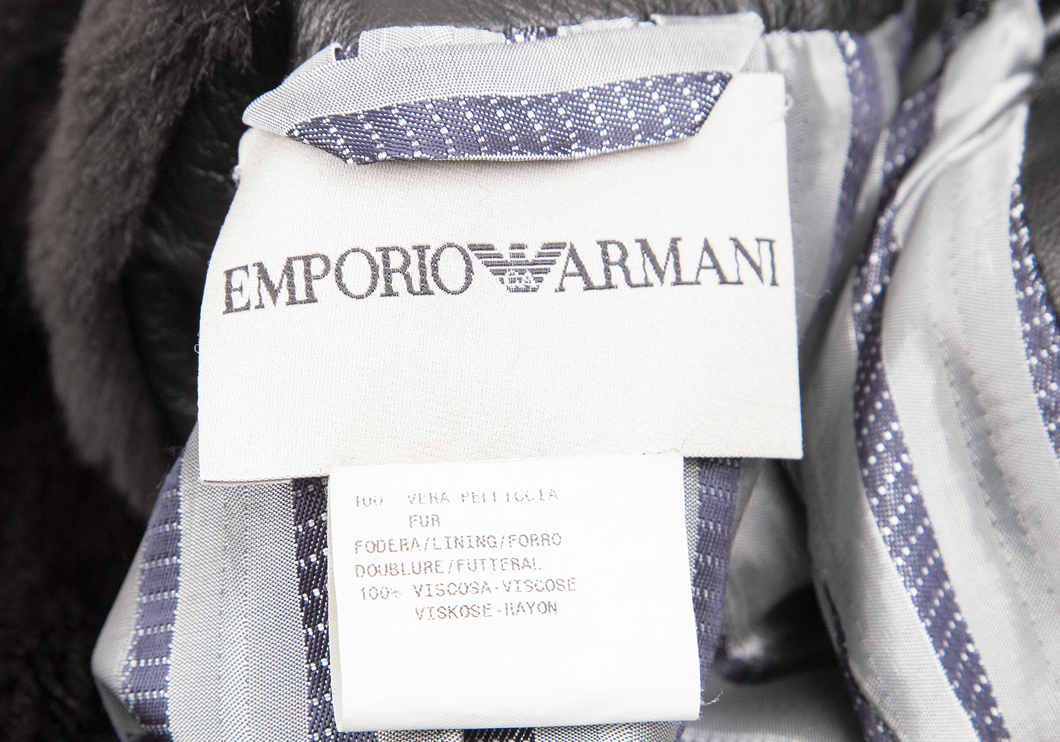 エンポリオアルマーニEMPORIO ARMANI リアルファーコート こげ茶40