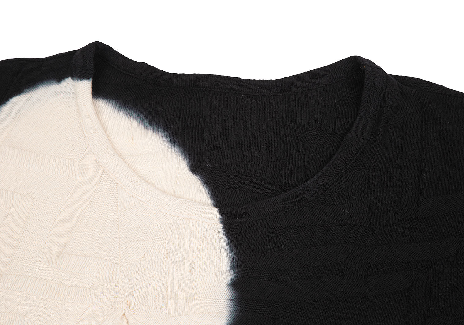 ワイズY's ビッグドット抜染ジャガードニットTシャツ 黒アイボリー2