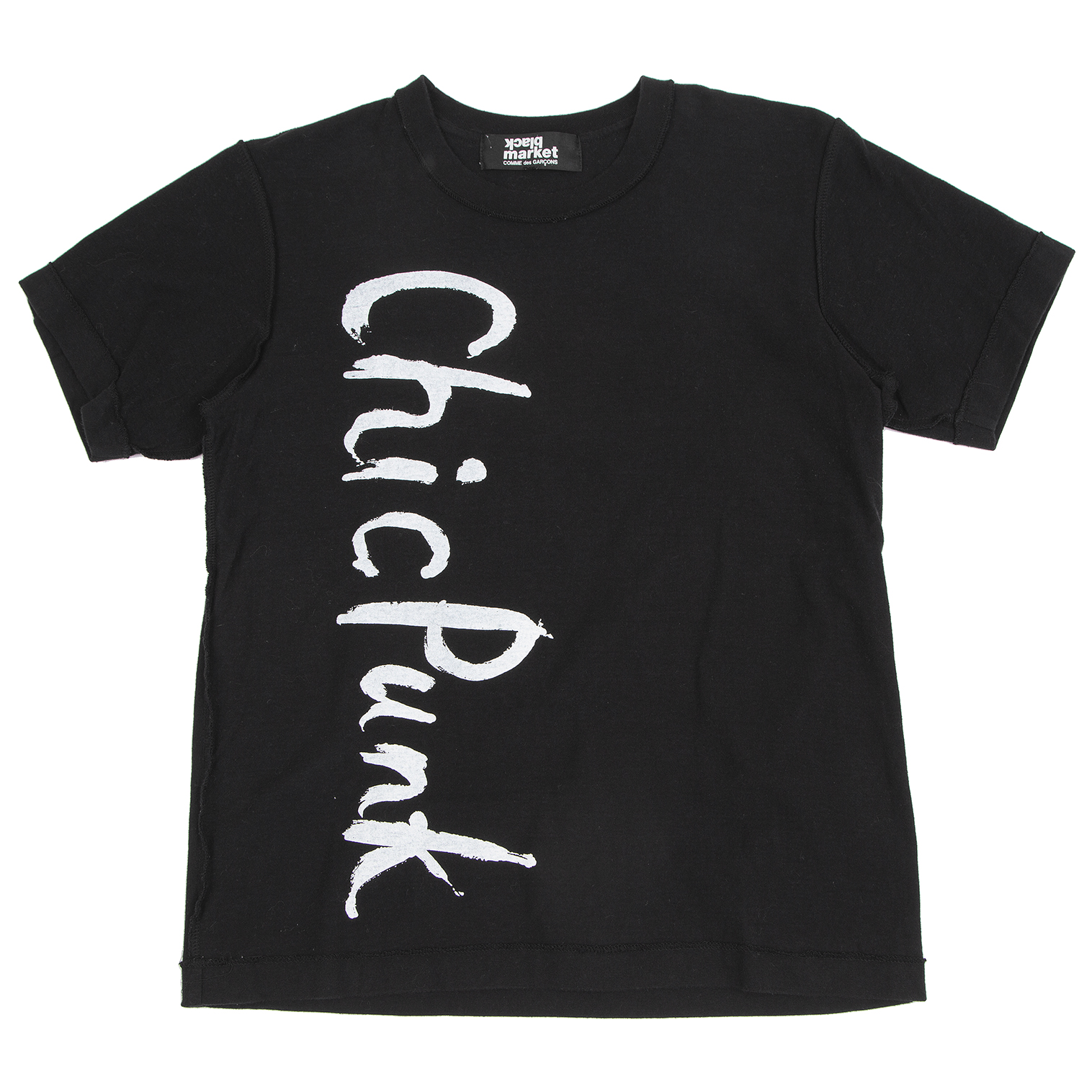 ブラックマーケット コムデギャルソンBlackmarket COMME des GARCONS コットンロゴプリントインサイドアウトTシャツ 黒S