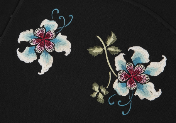VIVIENNE TAM Floral Embroidery Mesh Layered Cheongsam Dress Black
