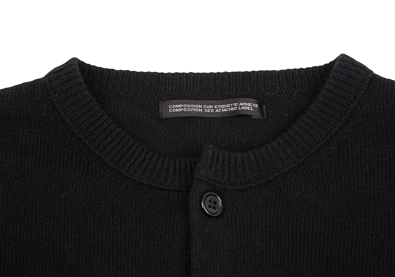 ワイズY's ウール裾パッチデザインカーディガン 黒3