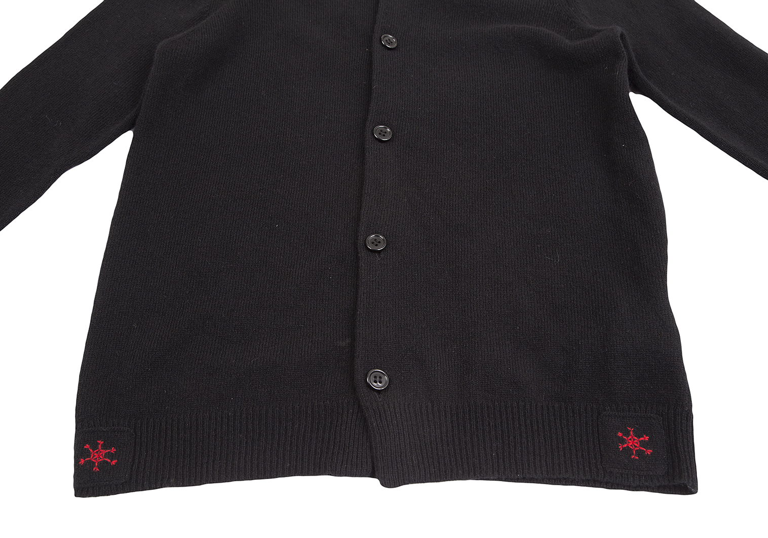 ワイズY's ウール裾パッチデザインカーディガン 黒3
