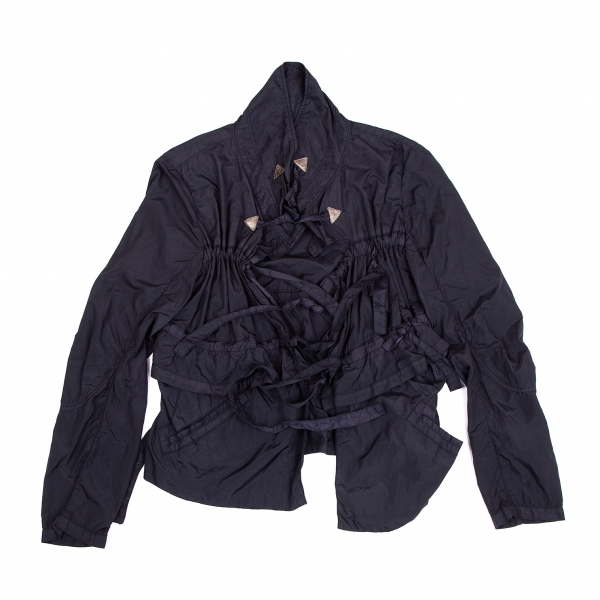 MARITHE + FRANCOIS GIRBAUD Dyed Nylon Shirring Jacket Navy M | PLAYFUL