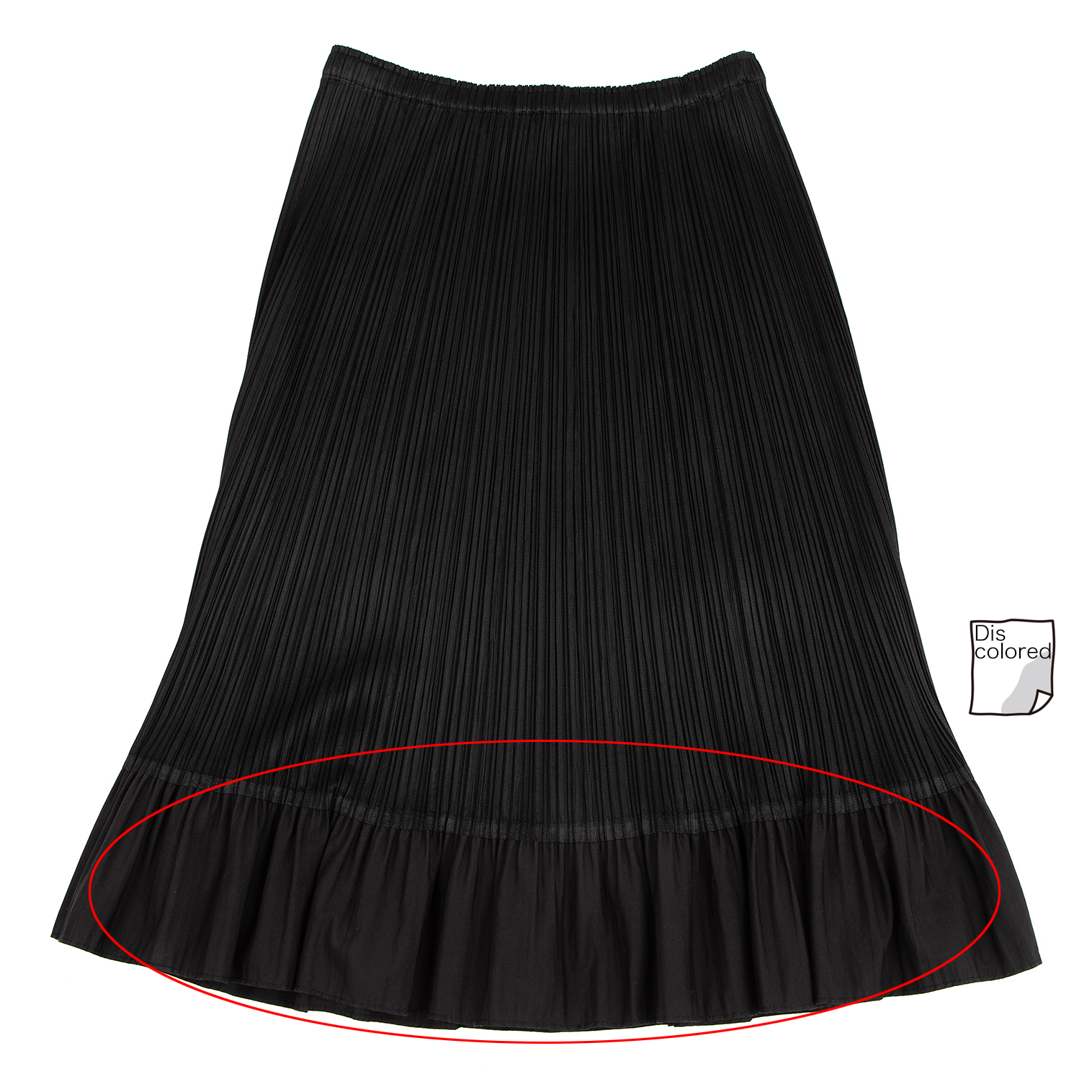 プリーツプリーズPLEATS PLEASE 裾異素材切替プリーツスカート 黒3