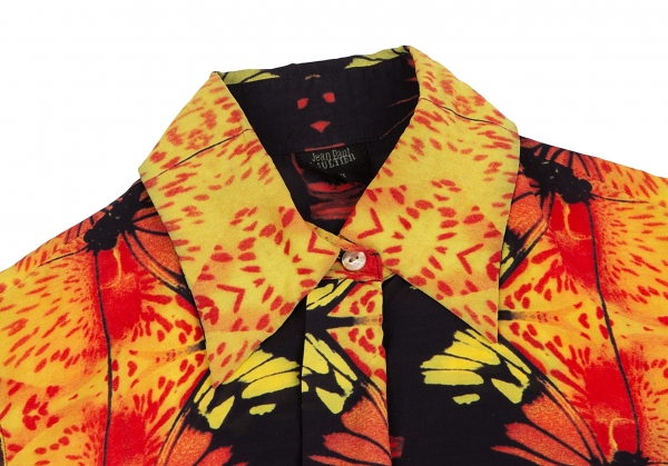 Jean-Paul GAULTIER FEMME Printed Mesh Switching Shirt Yellow,Red 