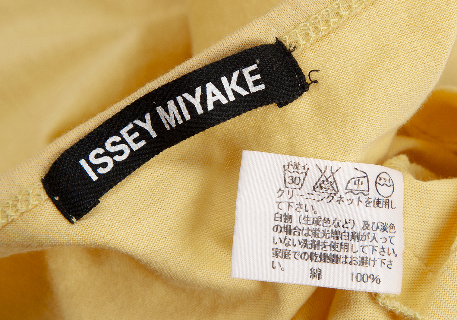 イッセイミヤケISSEY MIYAKE コットンフロントプリーツTシャツ 黄色2