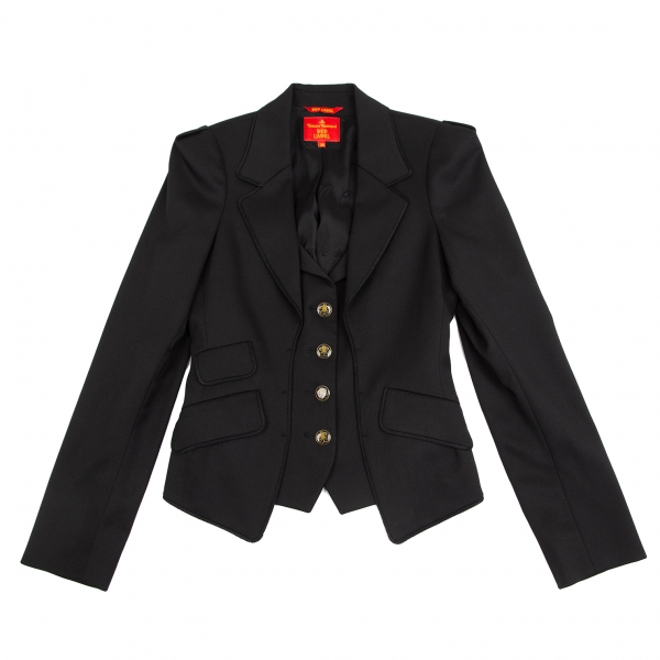 Vivienne Westwood Red Label Layered Piping Wool Jacket Black 38 ...