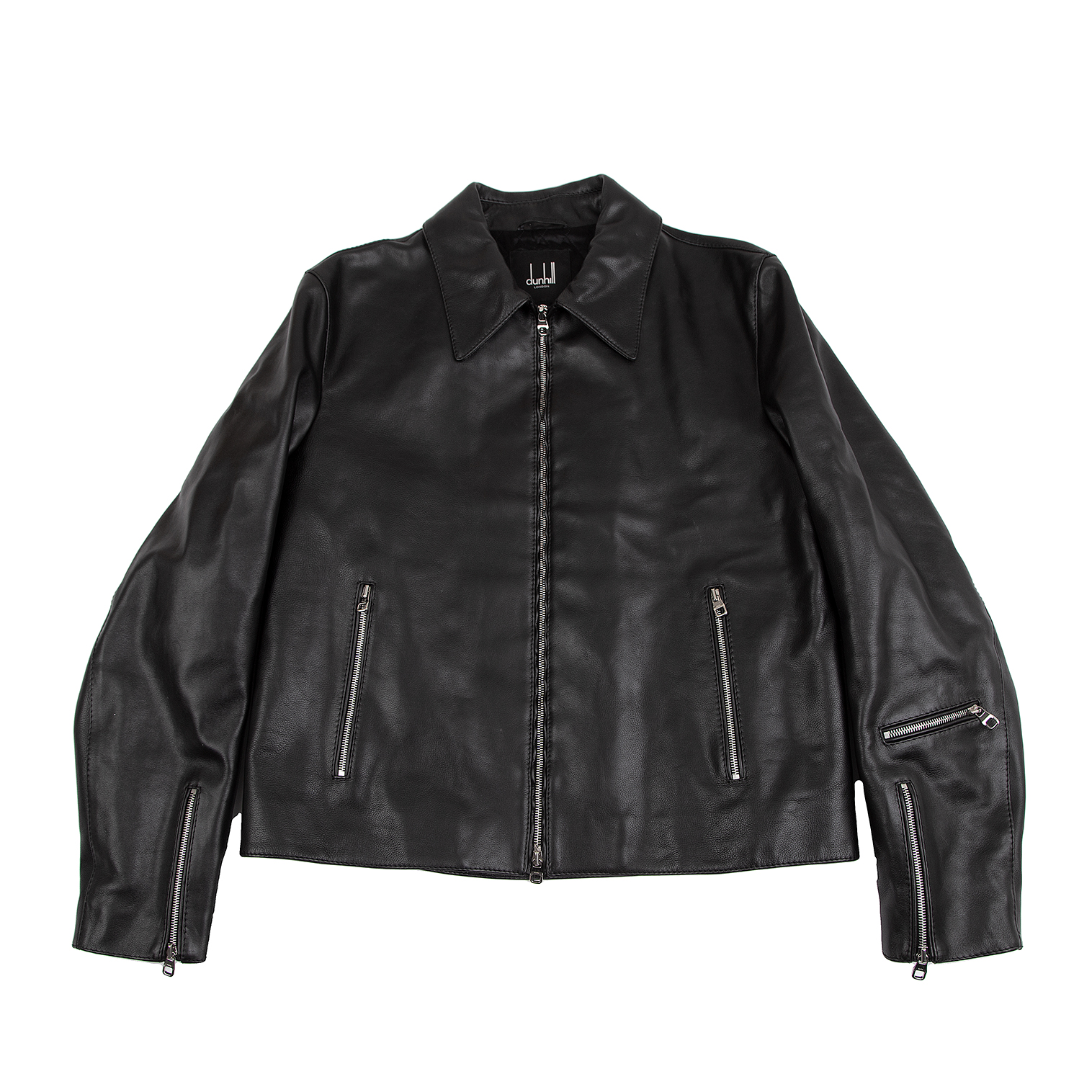 dunhill Quilted Lining Cow Leather Zip Blouson Black XL | PLAYFUL