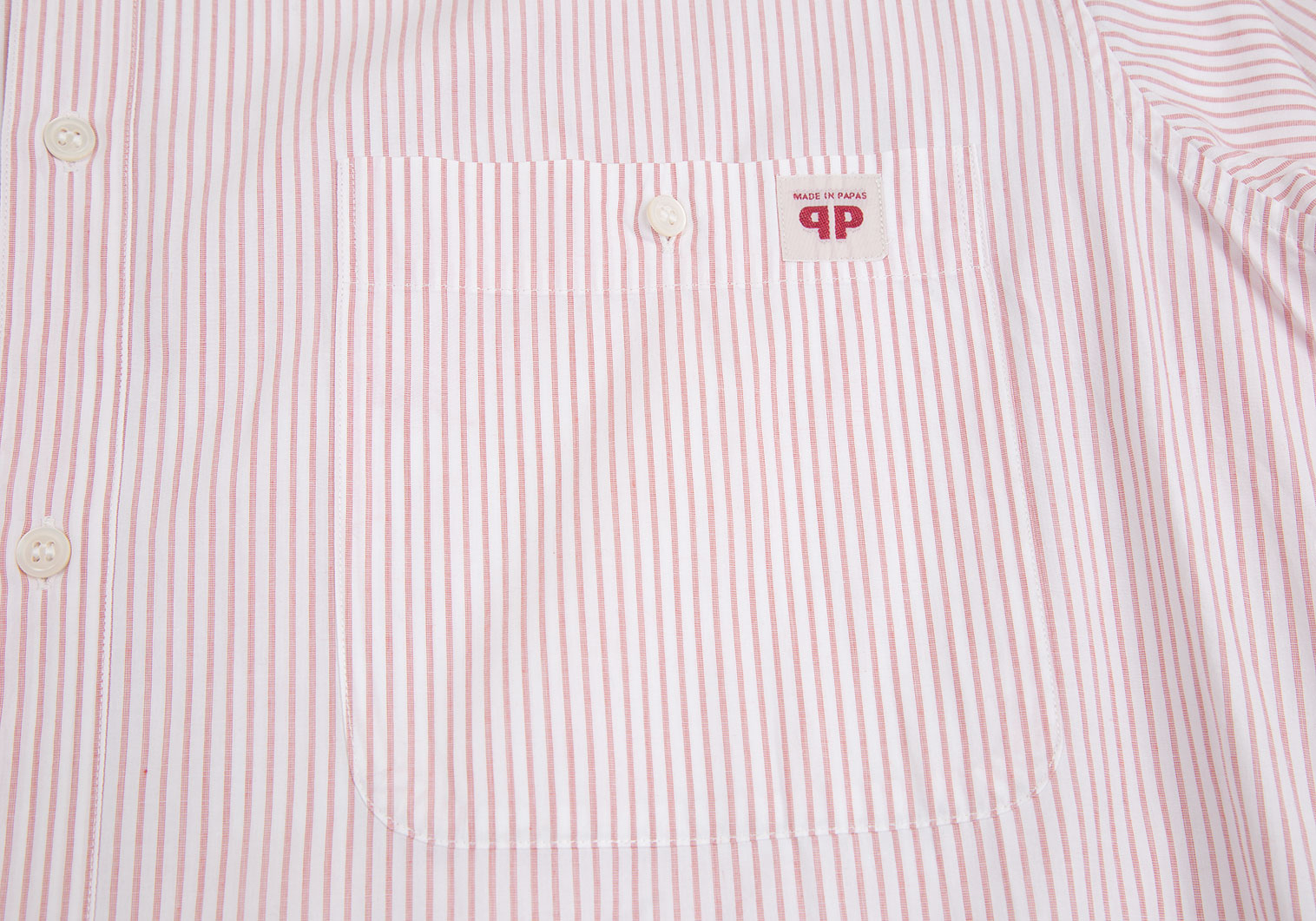 パパスPapas コットンストライプシャツ 赤白L