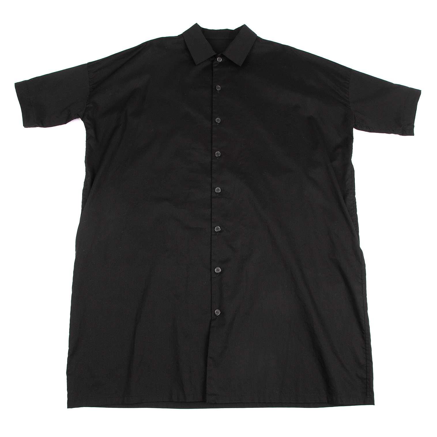ワイズY's BORN PRODUCT コットンオープンカラーロングシャツ 黒1