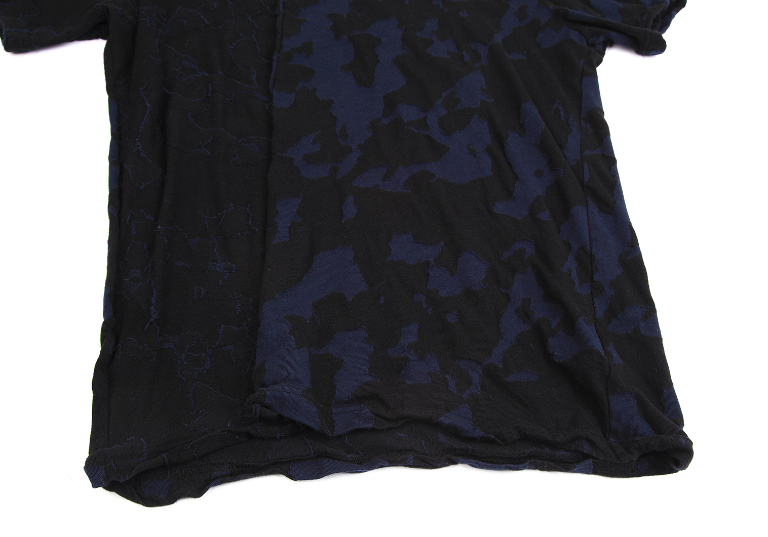 ワイズY's コットンジャガードシームTシャツ 黒紺4