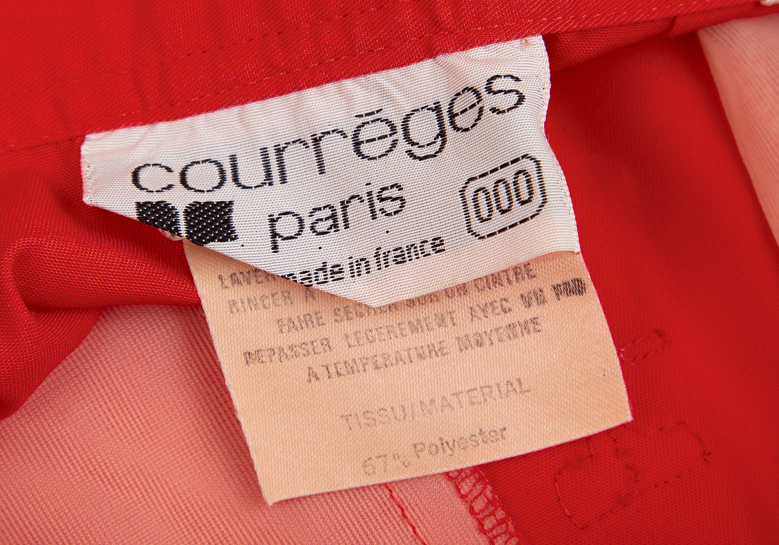 クレージュCourreges ロゴパッチタックフレアスカート 赤M位