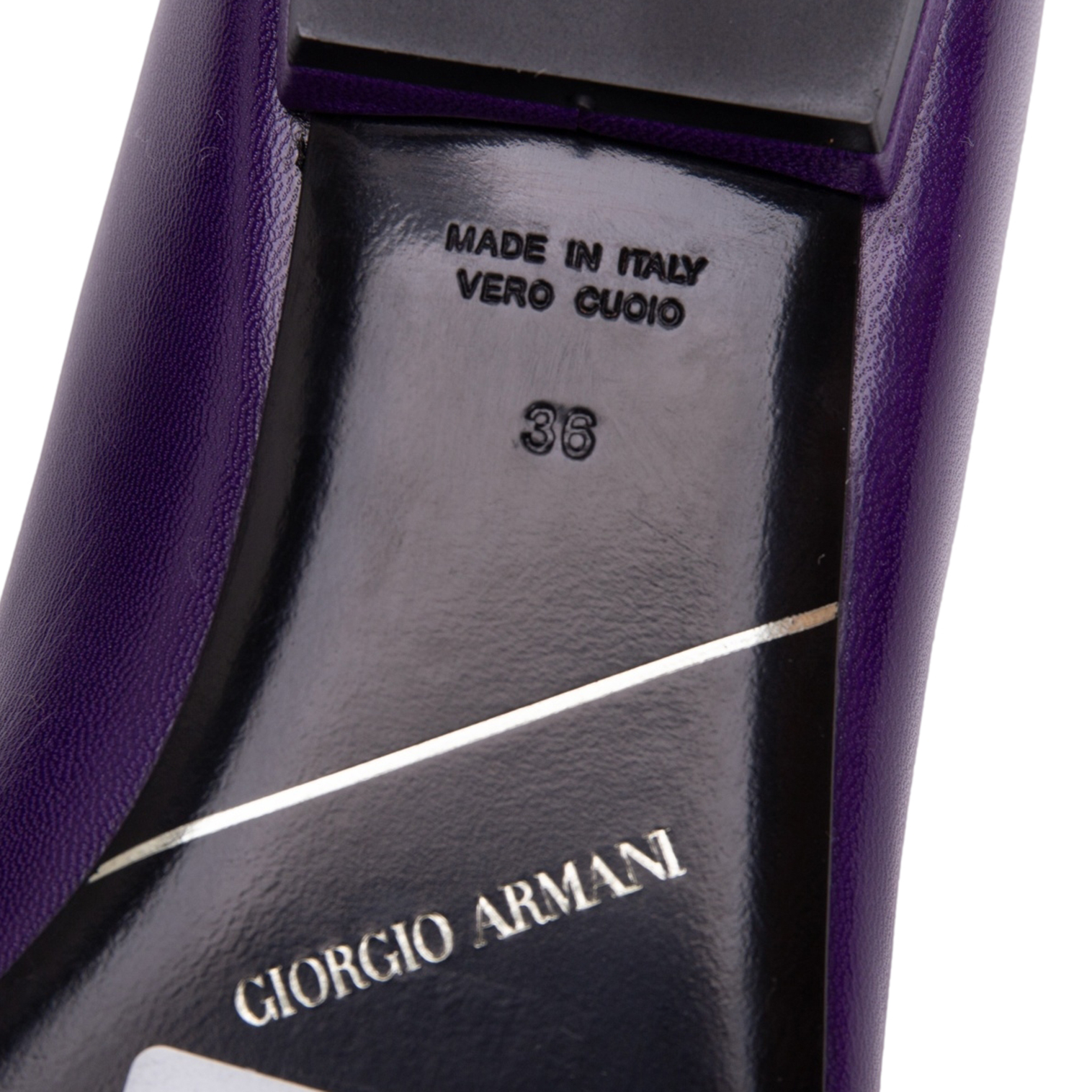ジョルジオ アルマーニGIORGIO ARMAN レザープリーツ装飾パンプス 紫36