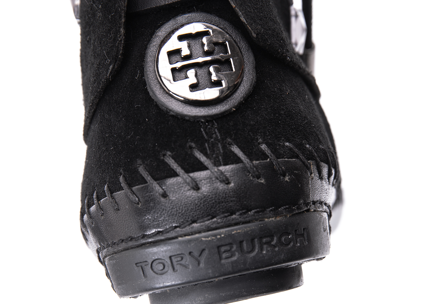 トリーバーチTory Burch ビジュー装飾スウェードブーツ 黒7M(23位)