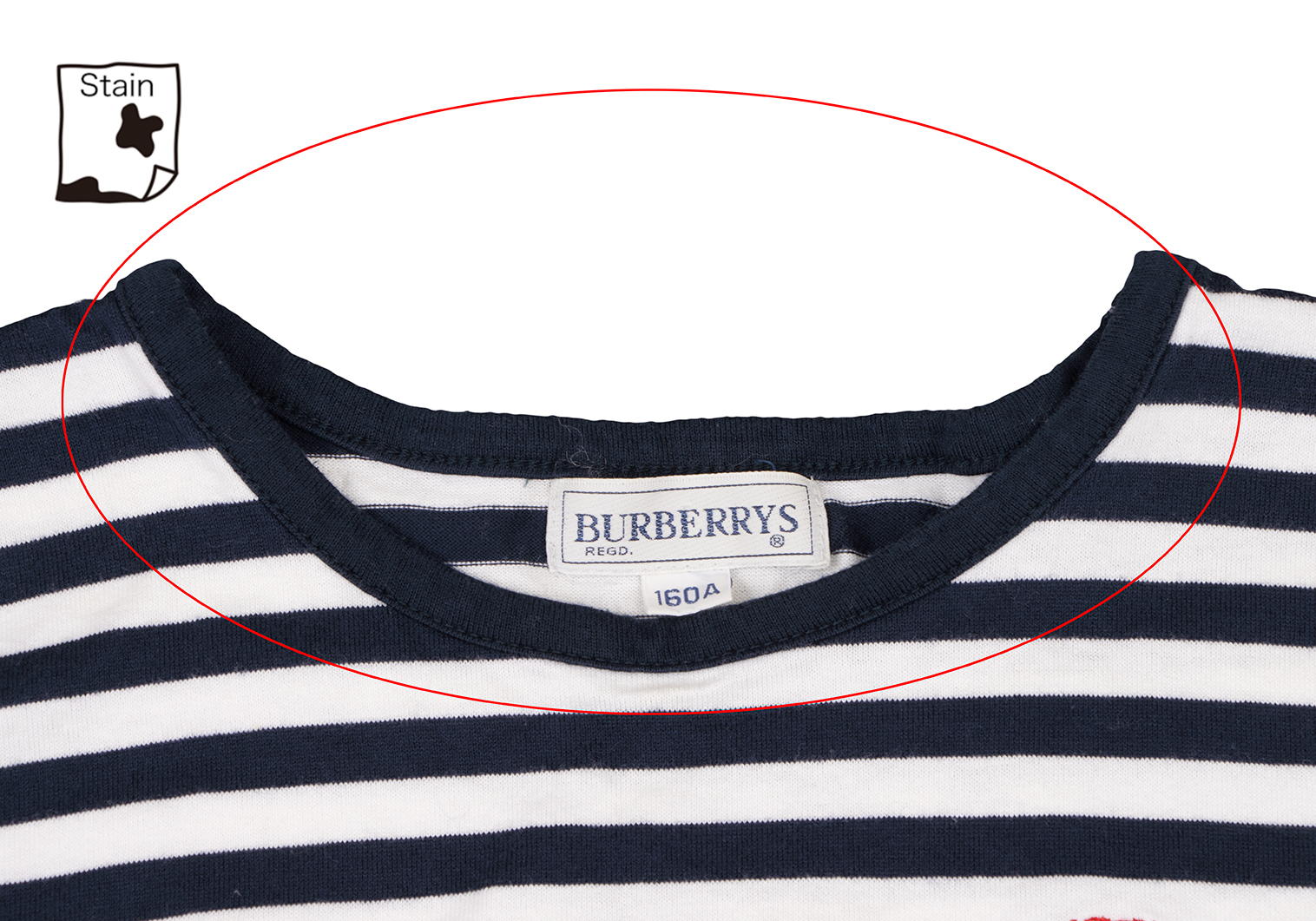 最高の品質の BURBERRY ネイビー×ホワイト ボーダーTシャツ刺繍ロゴ ...