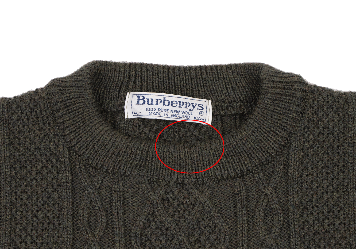 バーバリーズBurberrys' フロントロゴ刺繍ケーブルニットセーター 緑40