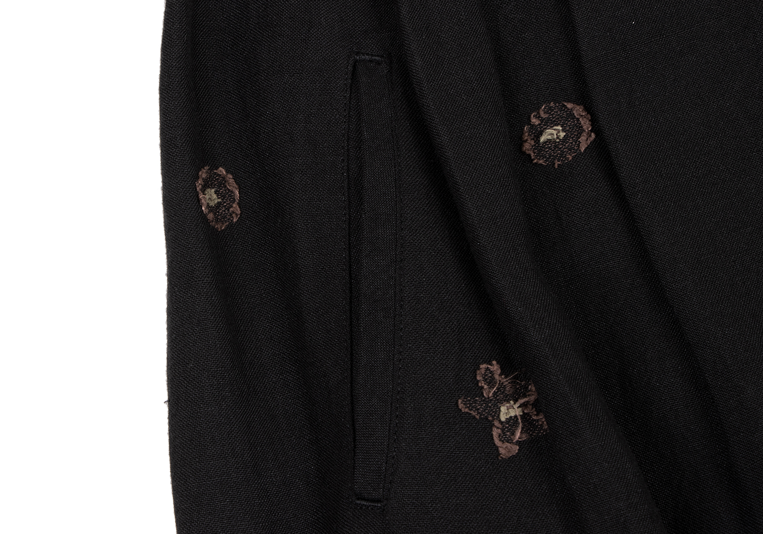 ワイズY's リネンレーヨンフラワー刺繍スカート 黒M位