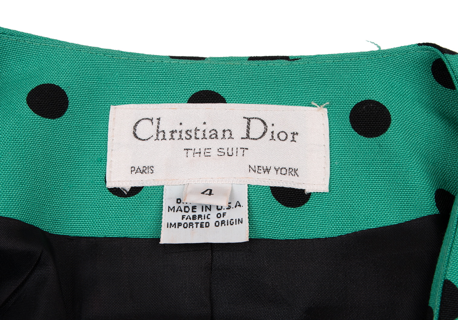 クリスチャンディオールChristian Dior ドットノーカラージャケット 緑黒4
