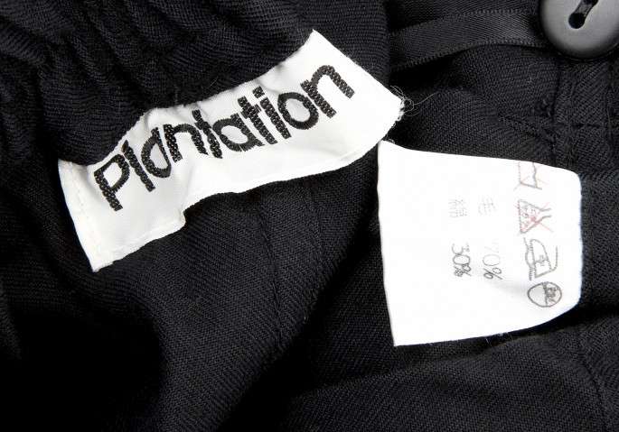 プランテーションPlantation ウール混折りデザインパンツ 黒M