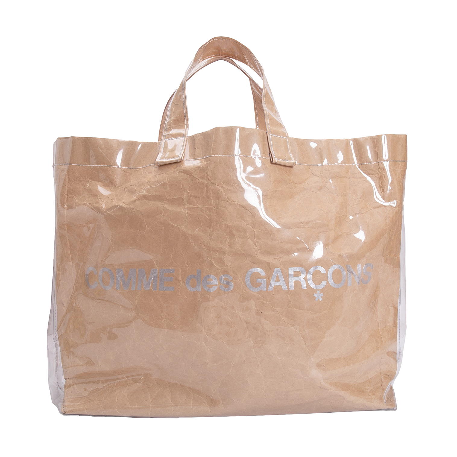 コムデギャルソンCOMME des GARCONS PVCコーティングショッピングトートバッグ ベージュ