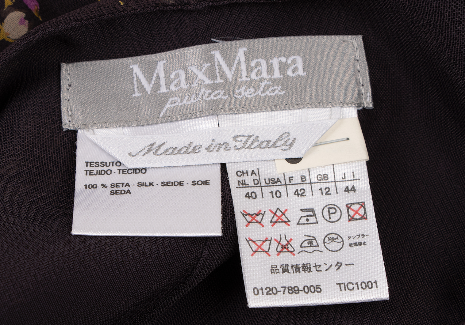 マックスマーラMax Mara 裾レースレイヤードフラワープリントシルク ...