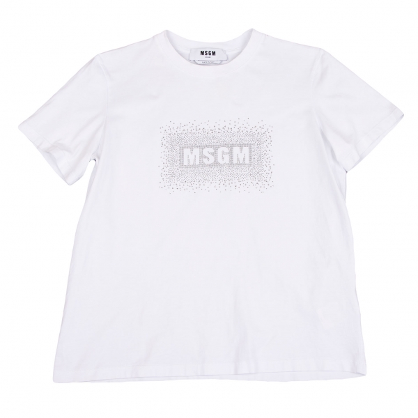 エムエスジーエムMSGM ロゴラインストーン装飾Tシャツ 白S