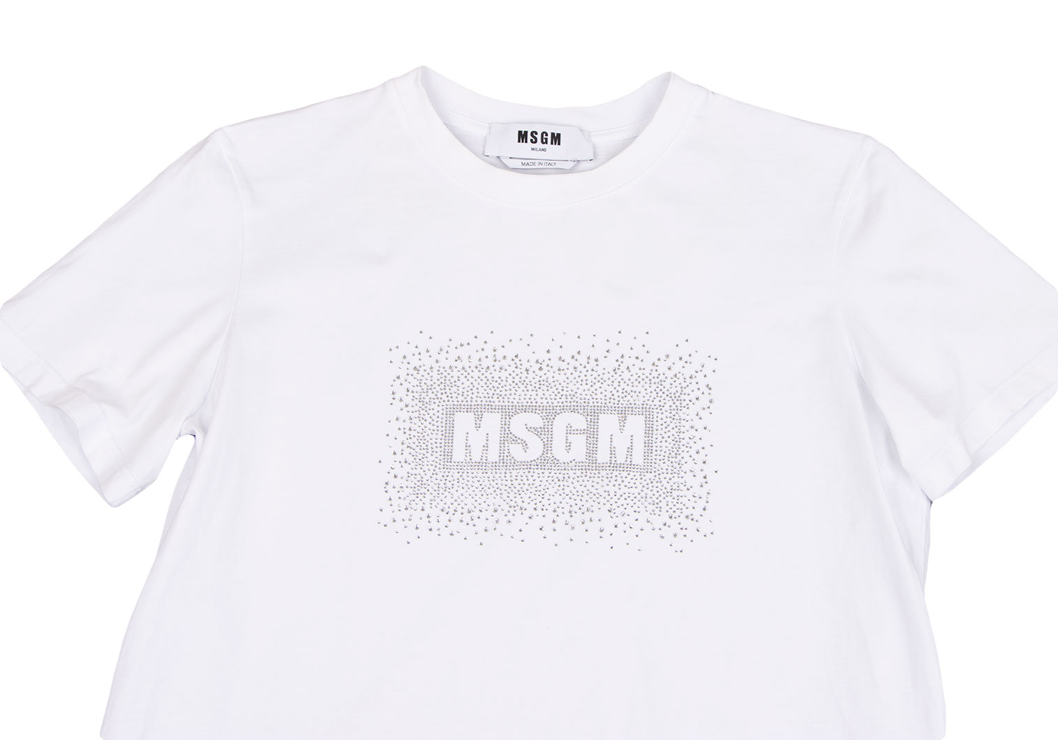 エムエスジーエムMSGM ロゴラインストーン装飾Tシャツ 白S