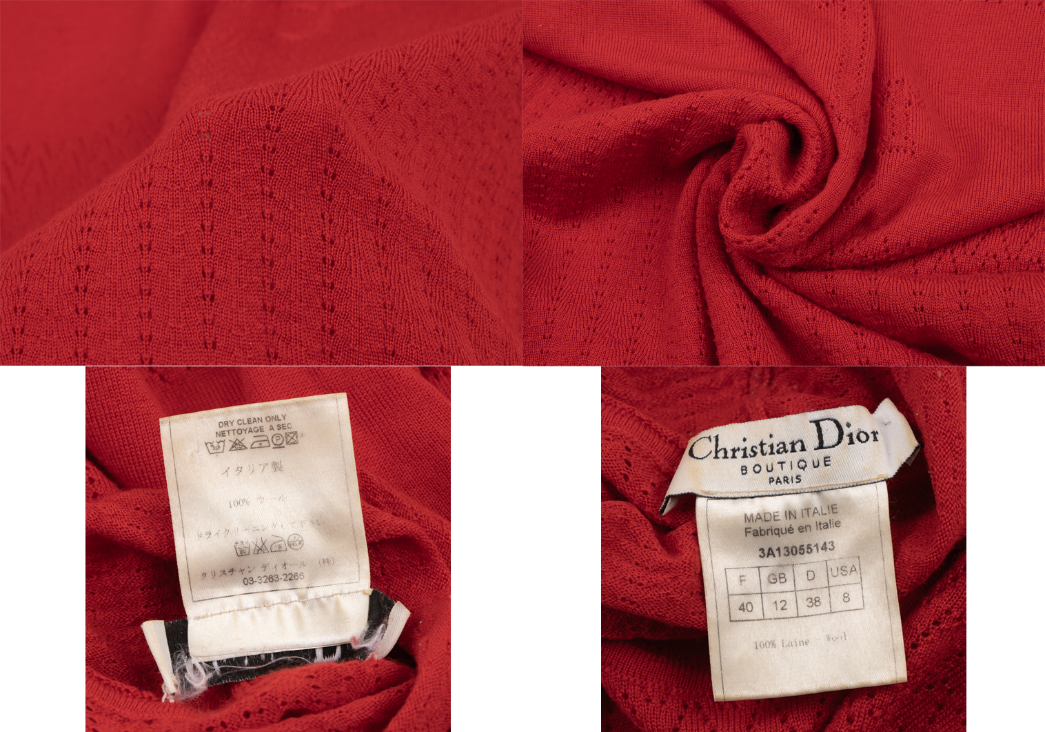 クリスチャンディオールChristian Dior ウールロゴデザイン透かし織り 