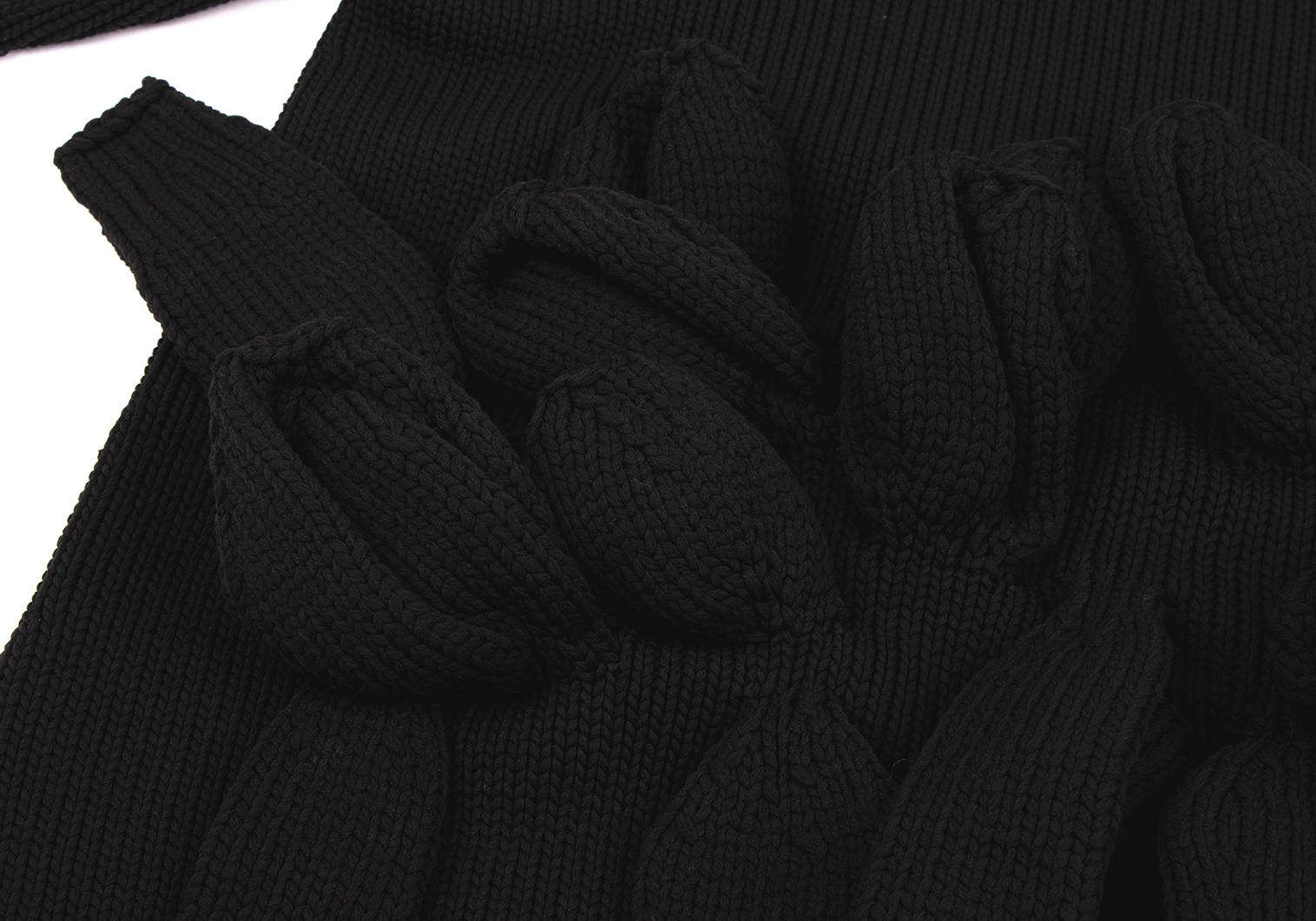 コムデギャルソンCOMME des GARCONS アップリケデザイン変形ニットセーター 黒XS