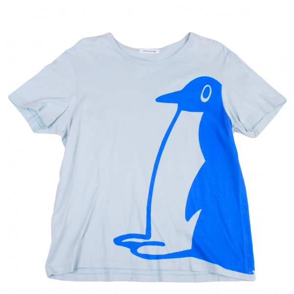 ワイズフォーリビングY's for living ペンギンプリントTシャツ 水色M位