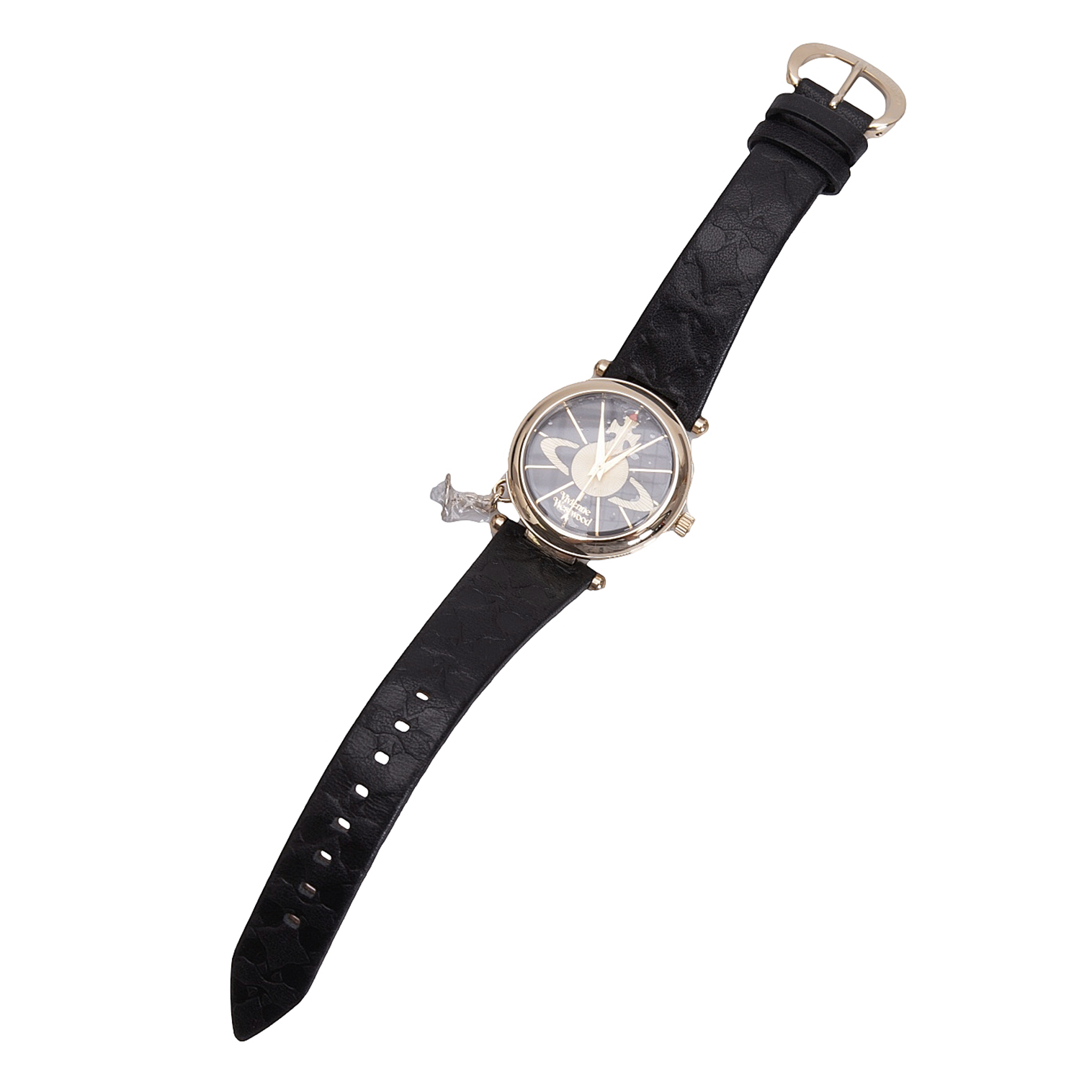 ヴィヴィアンウエストウッドVivienne Westwood オーブデザイン腕時計 黒ゴールド