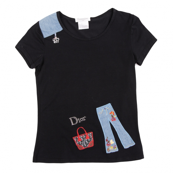 クリスチャンディオールChristian Dior パッチデザインストレッチTシャツ 黒10