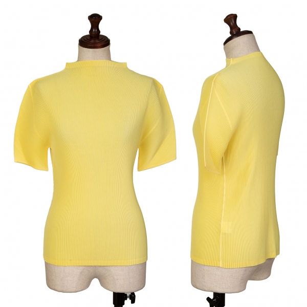 プリーツプリーズPLEATS PLEASE ミストプリーツモックネックTシャツ 黄色3