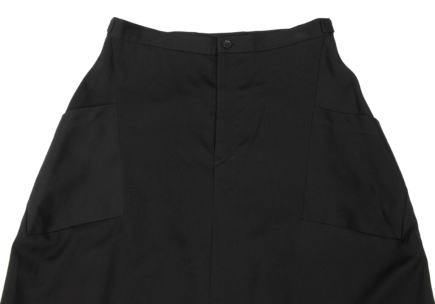ワイズY's ウールギャバポケット切替デザインスカート 黒1