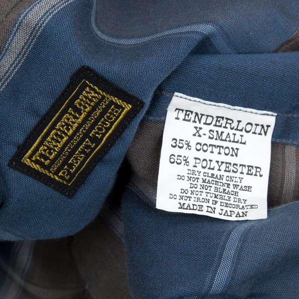 テンダーロイン TENDERLOIN チェーン刺繍チェック長袖シャツ ブルー ...