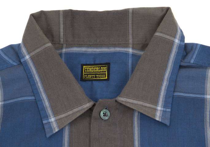 シャツTENDERLOIN テンダーロイン  ロゴ チェーン刺繍 半袖 チェックシャツ