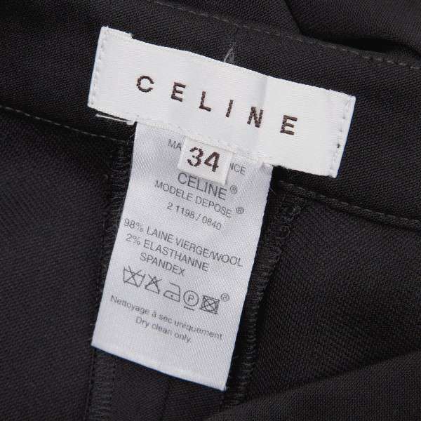 セリーヌCELINE 裾ジップストレッチクロップドパンツ 黒34