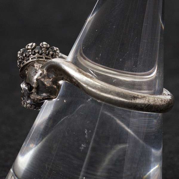 Justin Davis Crown Skull silver black diamond ring Siver 6.5-7