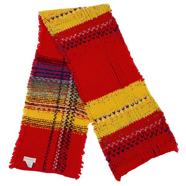 DRIES VAN NOTEN wool nylon multi color scarf red | PLAYFUL