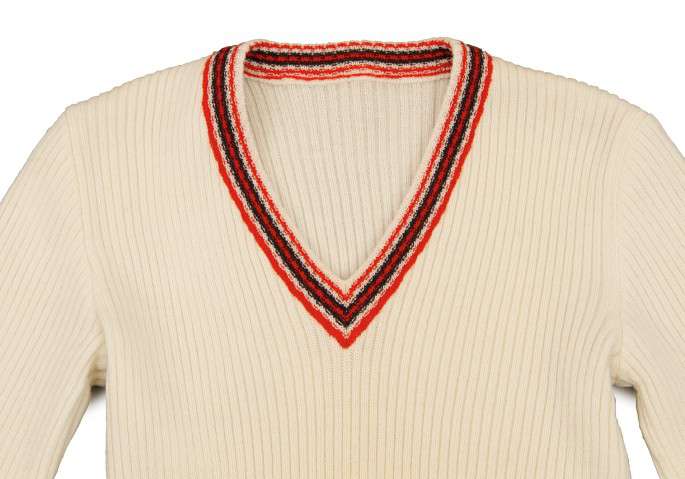HERMES H logo V-neck wool knit Beige XL | PLAYFUL