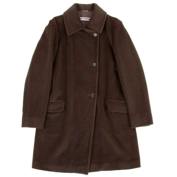 ジルサンダー JIL SANDER アンゴラ混ウールコート 茶36