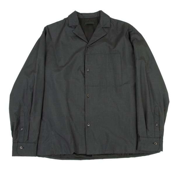 SALE】プラダPRADA シルク中綿シャツデザインジャケット チャコールグレーL