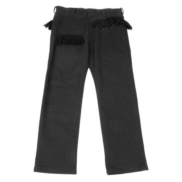 Yohji Yamamoto fringed drop-crotch pants - Black