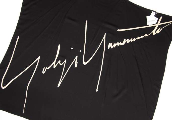 Yohji yamamoto NOIR Yohji logo silk scarf Black | PLAYFUL