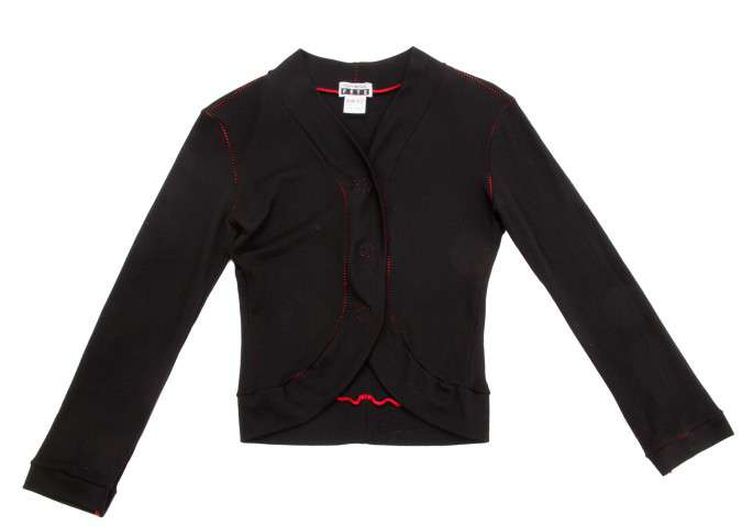 SALE) ISSEY MIYAKE FETE Red stitch design wool cardigan Black 2 ...