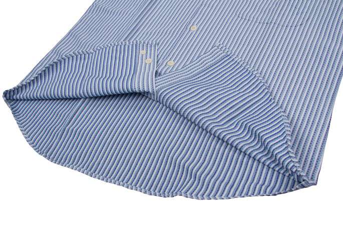 Armani Jeans Baby Blue & White Pinstripe Long Sleeve Button Up Shirt