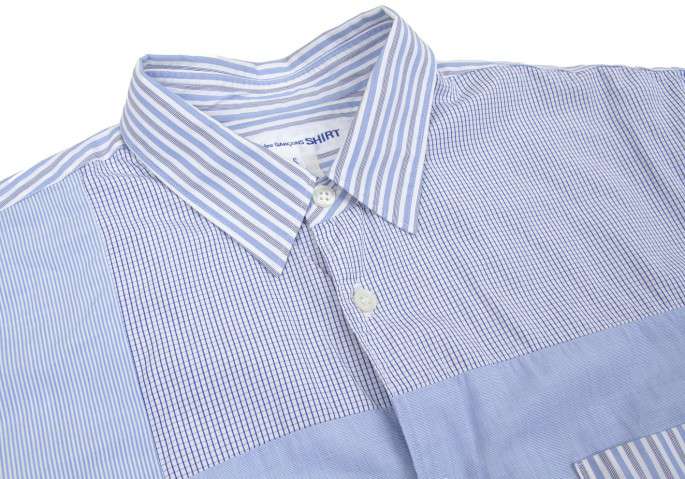 COMME des GARCONS SHIRT Patchwork cotton shirt Sky blue S | PLAYFUL