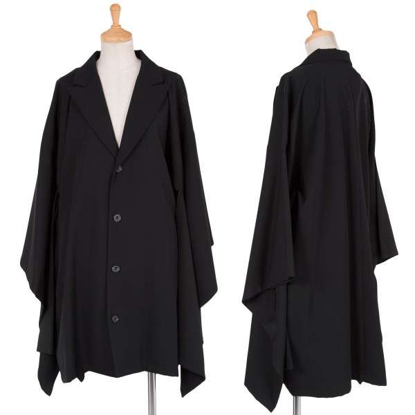 yohji yamamoto FEMME Furisode wool gabardine jacket(K-26466) Black