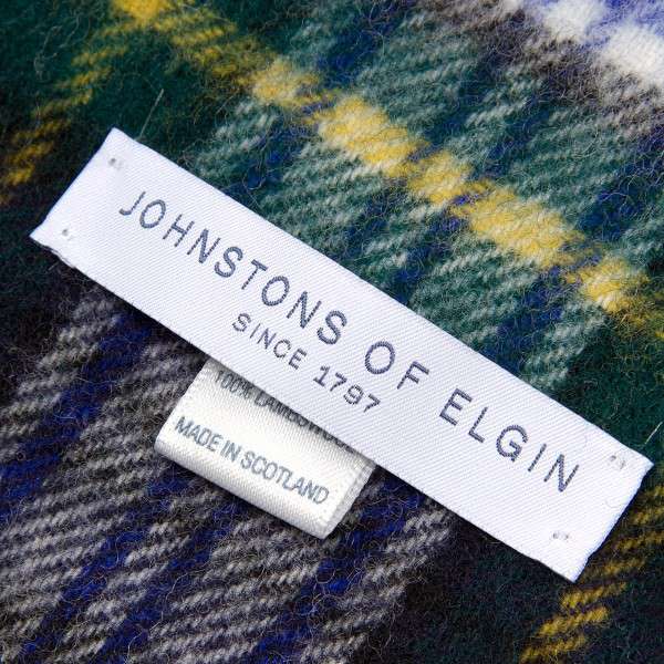ジョンストンズ Johnstons of Elgin チェック柄ラムウールマフラー 緑 ...