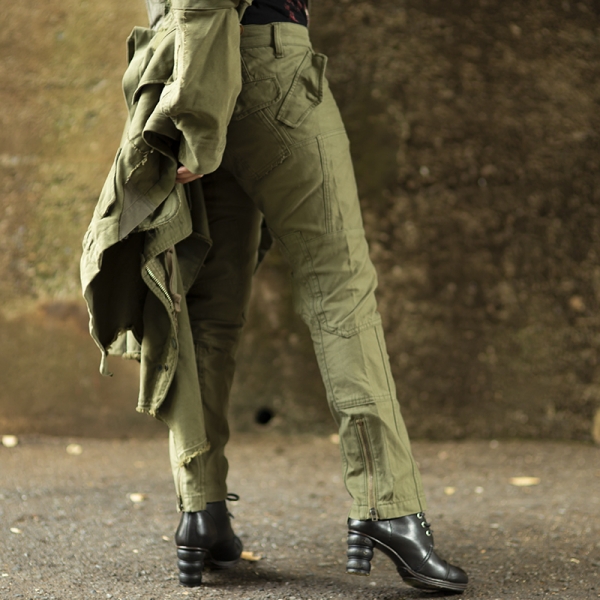 British Army Pant Vintage Twill in Green  Nigel Cabourn